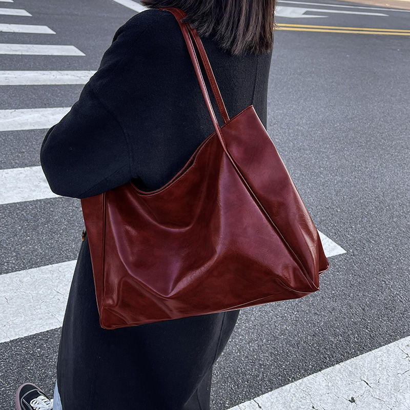 Fashion Handbag New Autumn And Winter Japanese And Korean Large Capacity Soft Leather Shoulder Bag Retro Casual Handbag - Rokkaku 18 online shop