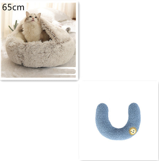 2 In 1 Dog And Cat Bed Pet Winter Bed Round Plush Warm Bed House Soft Long Plush Pets Bed Pet Products - Rokkaku 18 online shop