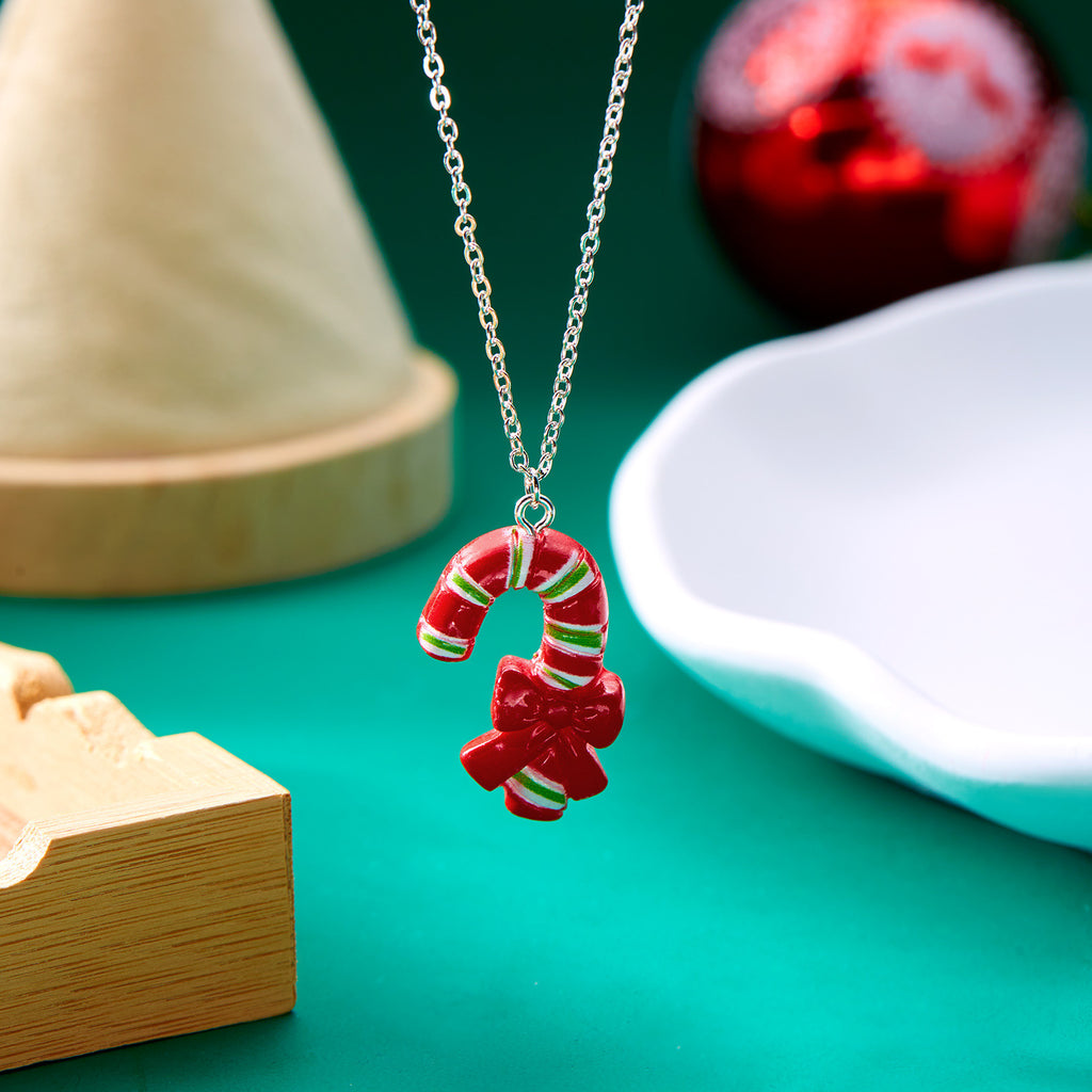 Cute Cartoon Resin Necklace Christmas Snowman Santa Claus Pendant Clavicle Chain Necklace For Women Jewelry - Rokkaku 18 online shop