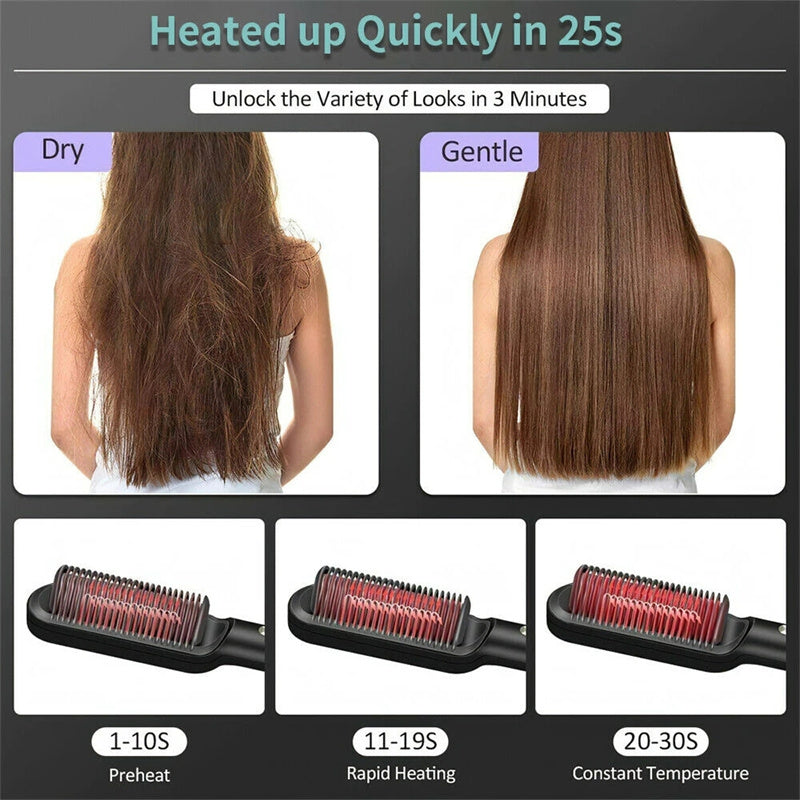New 2 In 1 Hair Straightener Hot Comb Negative Ion Curling Tong Dual-purpose Electric Hair Brush - Rokkaku 18 online shop