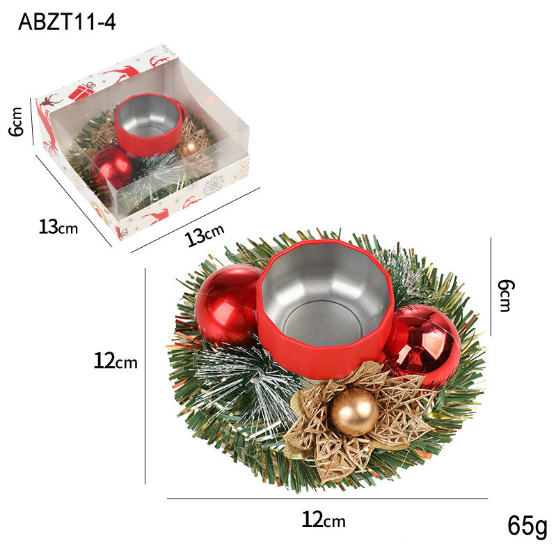 Christmas Candle Metals Candlestick Wreath Artificial Pinball Pinecone Candle Holder Fake Leaves Xmas New Year Home Table Decor - Rokkaku 18 online shop