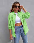 Fashion Ripped Shirt Jacket Female Autumn And Spring Casual Tops Womens Clothing - Rokkaku 18 online shop