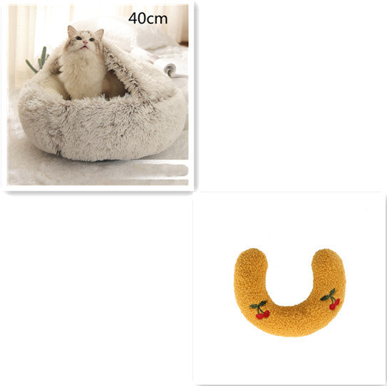 2 In 1 Dog And Cat Bed Pet Winter Bed Round Plush Warm Bed House Soft Long Plush Pets Bed Pet Products - Rokkaku 18 online shop