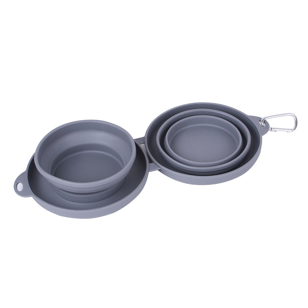Rubber Foldable Double Bowl Pet Feeding Bowl Pets Supplies Dog Cat Bowls - Rokkaku 18 online shop
