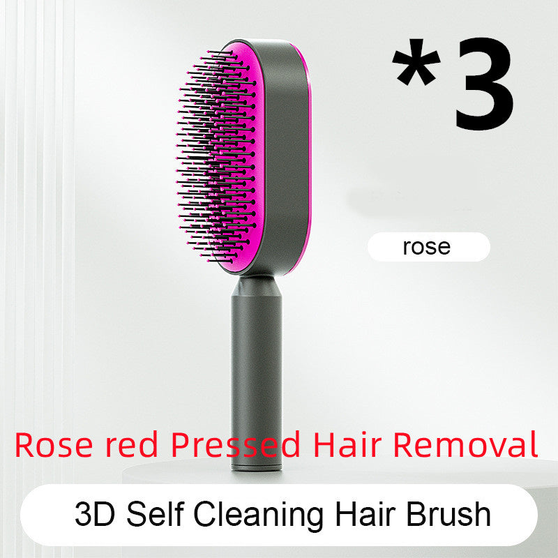 Self Cleaning Hair Brush For Women One-key Cleaning Hair Loss Airbag Massage Scalp Comb Anti-Static Hairbrush - Rokkaku 18 online shop