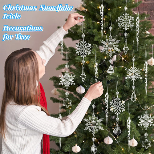 10pcs Christmas Tree Hanging Pendants Acrylic Ice Strip Snow Ceiling Xmas Ornaments New Year Christmas Decoration Home Decor - Rokkaku 18 online shop