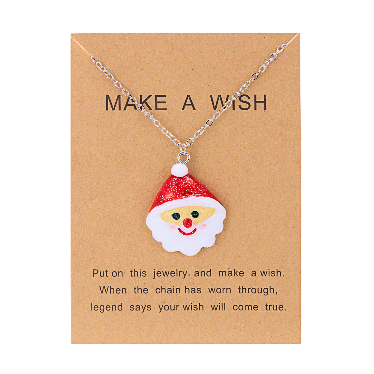 Cute Cartoon Resin Necklace Christmas Snowman Santa Claus Pendant Clavicle Chain Necklace For Women Jewelry - Rokkaku 18 online shop