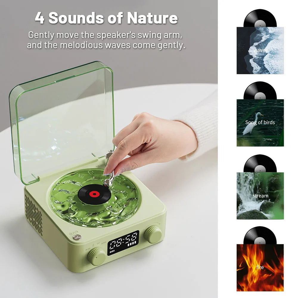 Retro Turntable Speaker Wireless Bluetooth-compatible 5.0 Vinyl Record Player Stereo Sound With White Noise RGB Projection Lamp Effect - Rokkaku 18 online shop