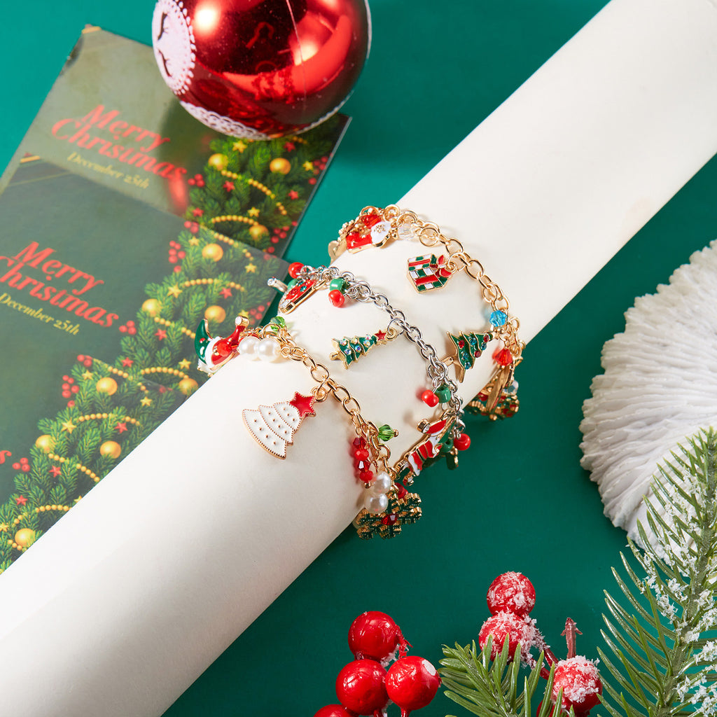 Personalized Christmas Bracelet Christmas Tree Santa Claus Pendant Bracelet For Women Jewelry - Rokkaku 18 online shop