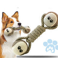 Pet Dumbbell Rope Tennis Ball Chew Toys Teeth Cleaning - Rokkaku 18 online shop