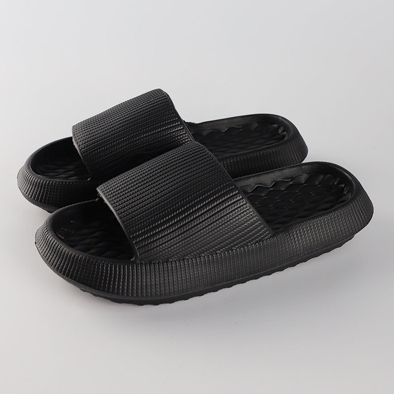 Summer EVA Slippers Solid Color Rhombus Stripe Anti-slip Slippers New Women's Home Shoes - Rokkaku 18 online shop