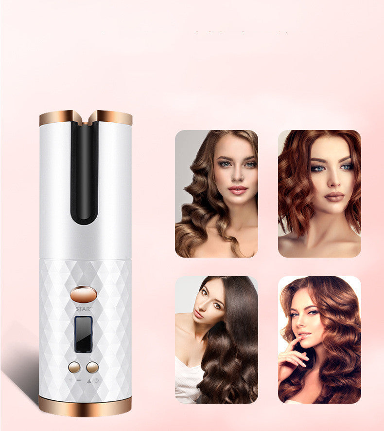 Rechargeable Automatic Hair Curler Women Portable Hair Curling Iron LCD Display Ceramic Curly Rotating Curling Wave Styer - Rokkaku 18 online shop