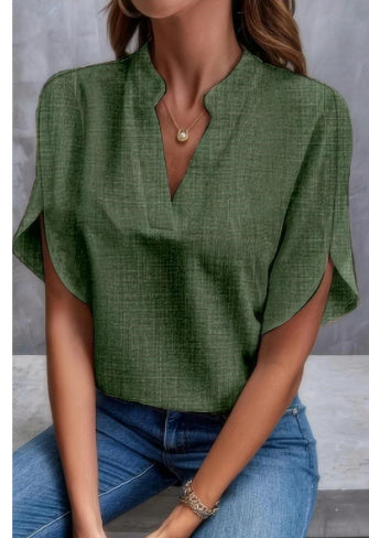 Summer Short-sleeved Chiffon Shirt New V-neck Shirt Women's Casual Versatile Clothing - Rokkaku 18 online shop
