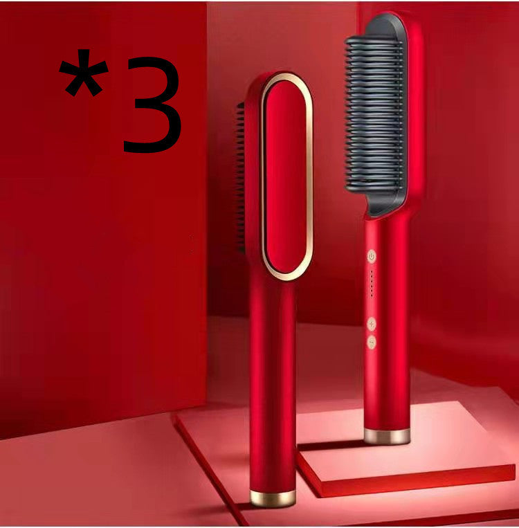 New 2 In 1 Hair Straightener Hot Comb Negative Ion Curling Tong Dual-purpose Electric Hair Brush - Rokkaku 18 online shop