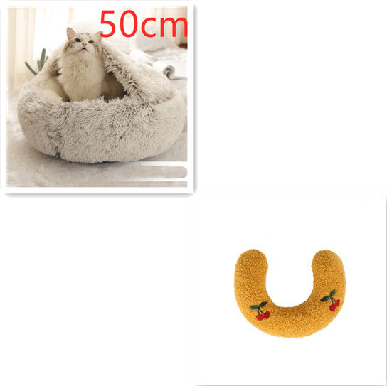 2 In 1 Dog And Cat Bed Pet Winter Bed Round Plush Warm Bed House Soft Long Plush Pets Bed Pet Products - Rokkaku 18 online shop
