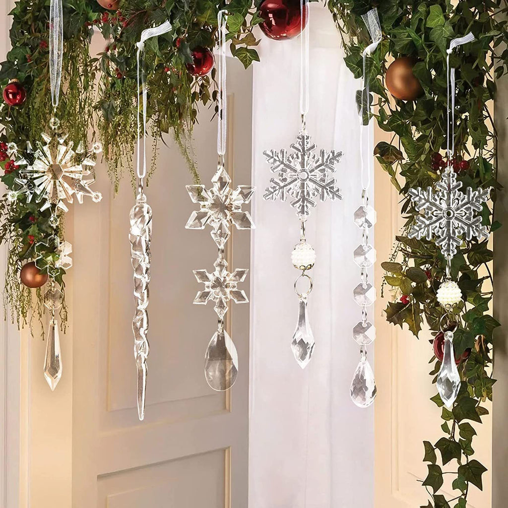 10pcs Christmas Tree Hanging Pendants Acrylic Ice Strip Snow Ceiling Xmas Ornaments New Year Christmas Decoration Home Decor - Rokkaku 18 online shop
