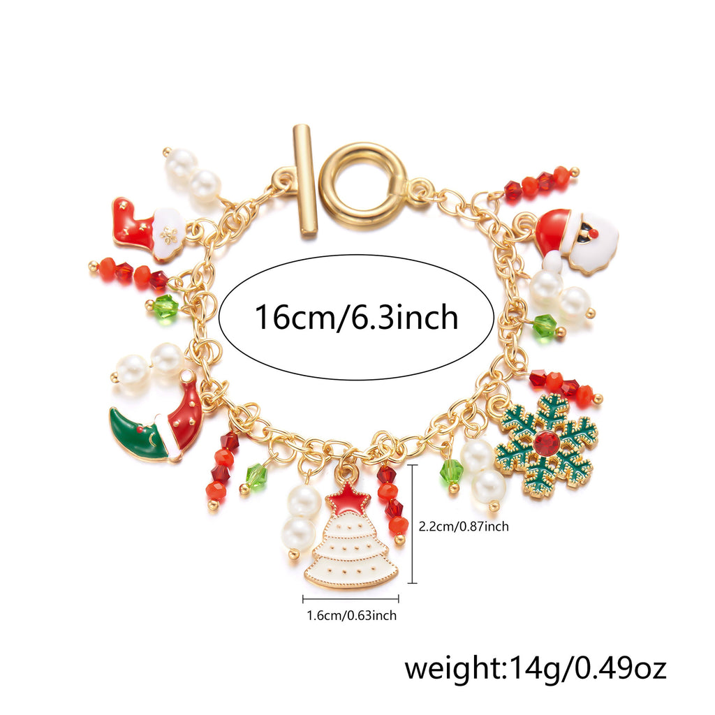Personalized Christmas Bracelet Christmas Tree Santa Claus Pendant Bracelet For Women Jewelry - Rokkaku 18 online shop