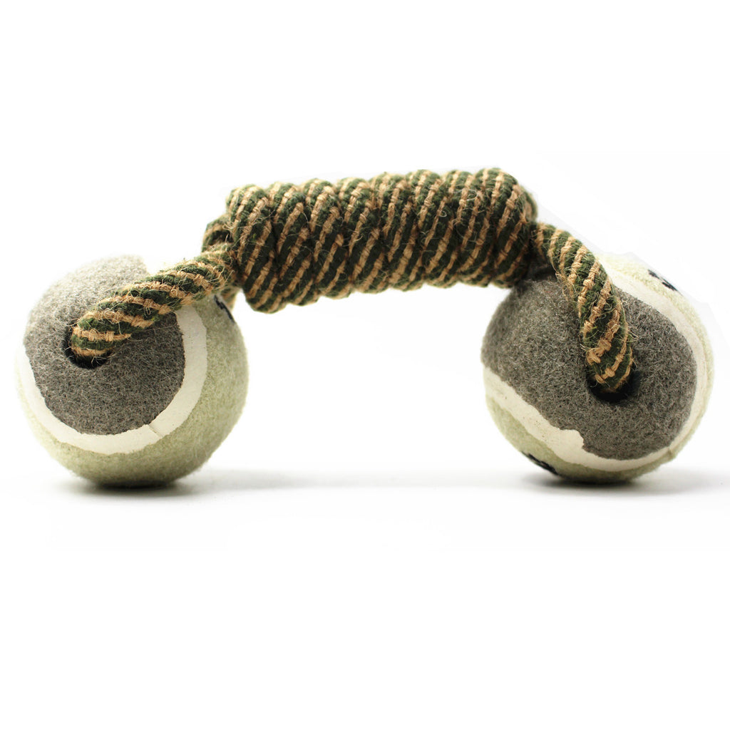 Pet Dumbbell Rope Tennis Ball Chew Toys Teeth Cleaning - Rokkaku 18 online shop