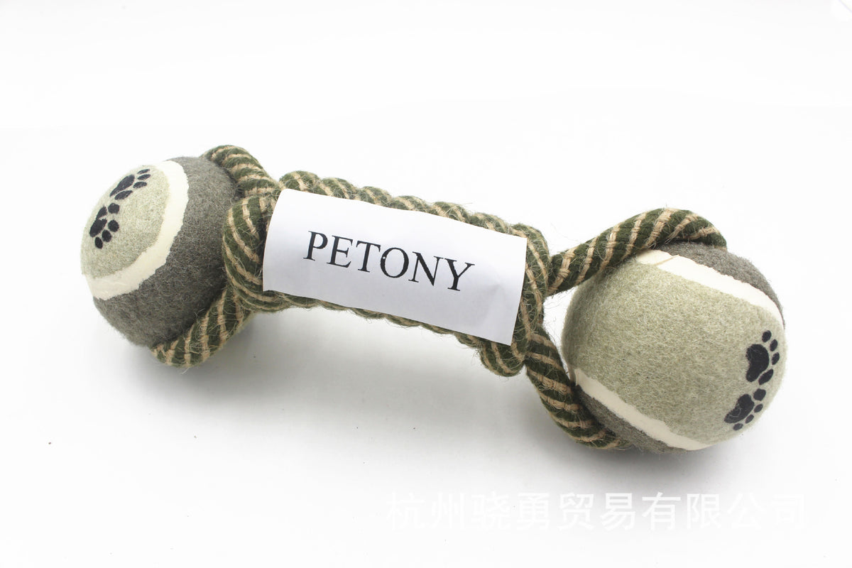 Pet Dumbbell Rope Tennis Ball Chew Toys Teeth Cleaning - Rokkaku 18 online shop