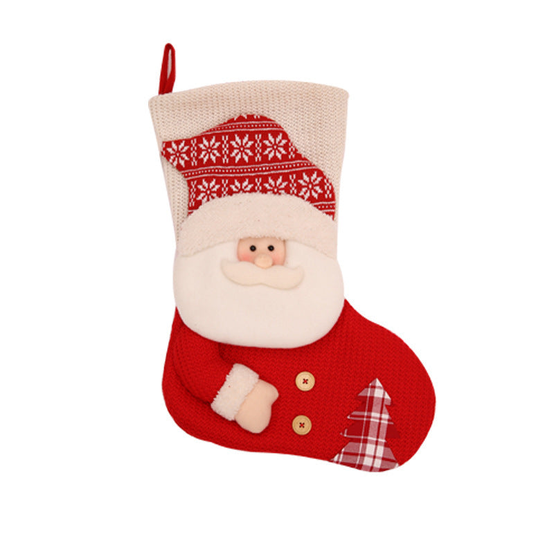 Large Red White Knitted Christmas Stocking Santa Claus Fireplace Decor Socks Xmas Gift Bags Candy Holder Decor For Home - Rokkaku 18 online shop