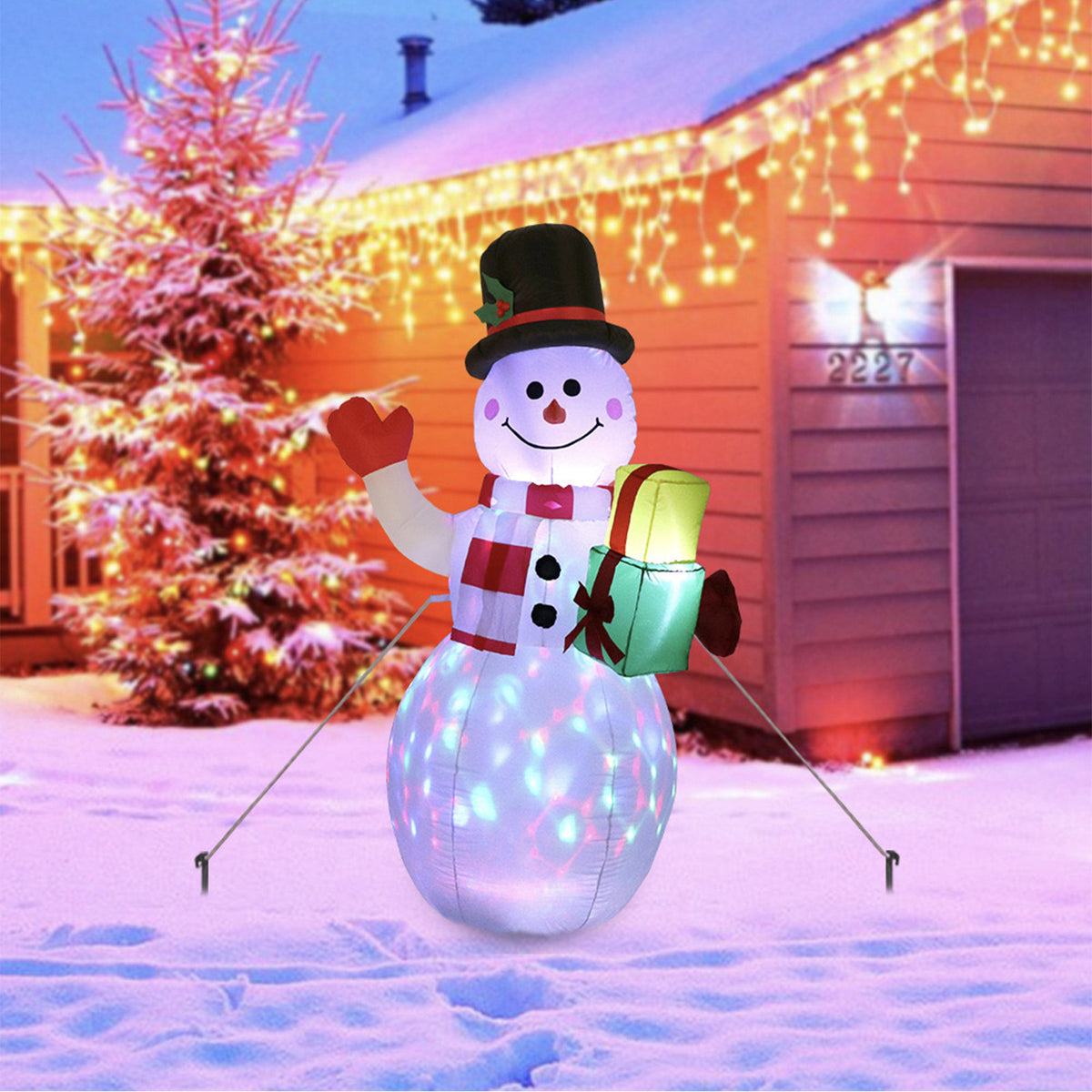 Christmas LED Lights Glowing Santa Tree Snowman Inflatable Doll Outdoor Yard Garden Decor - Rokkaku 18 online shop