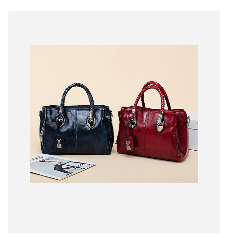Vintage Oil Wax leather luxury handbags Women Bags - Rokkaku 18 online shop
