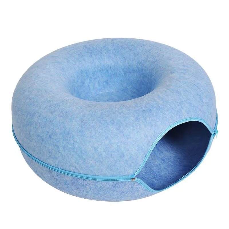 Donut Cat Tunnel Bed Pets House Natural Felt Pet Cat Cave Interactive Toys Round Wool Felt Pet Bed Cat Training Toy Cat House - Rokkaku 18 online shop