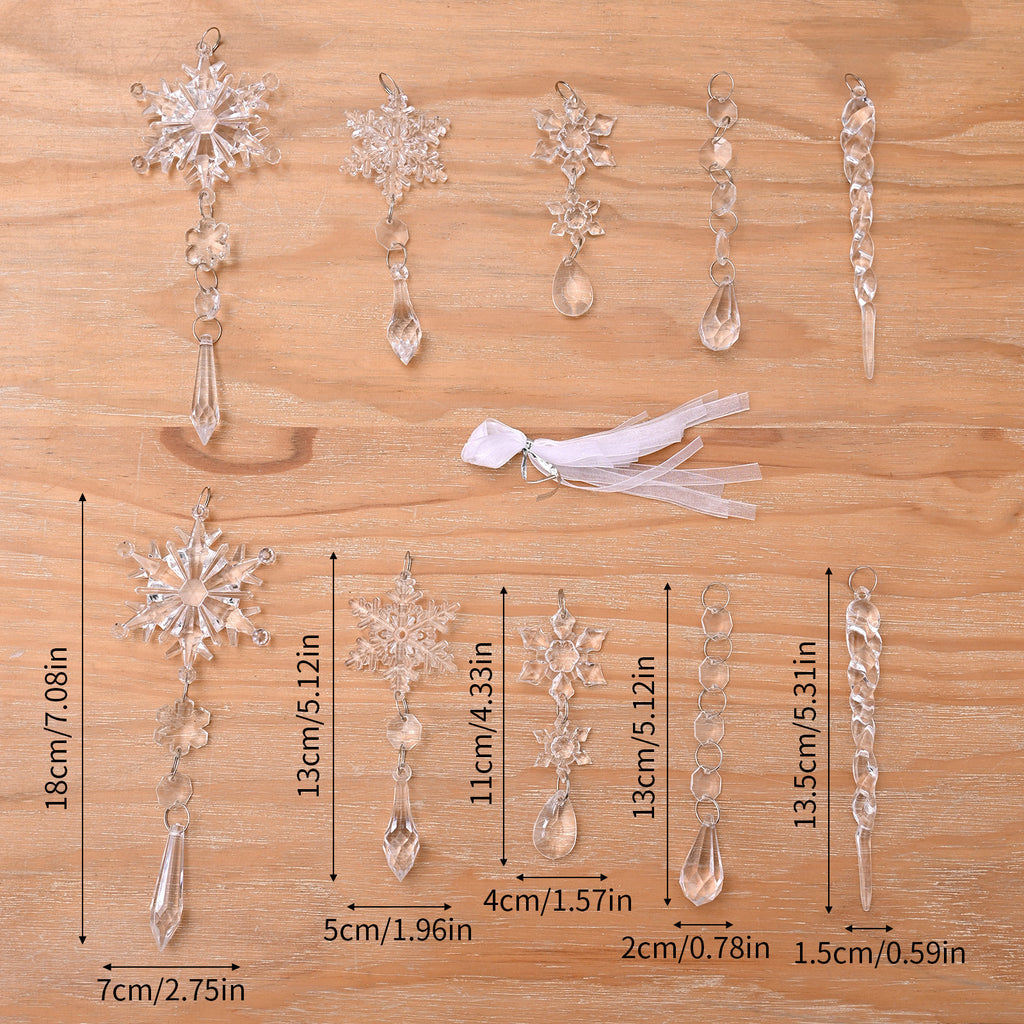 10pcs Christmas Tree Hanging Pendants Acrylic Ice Strip Snow Ceiling Xmas Ornaments New Year Christmas Decoration Home Decor - Rokkaku 18 online shop