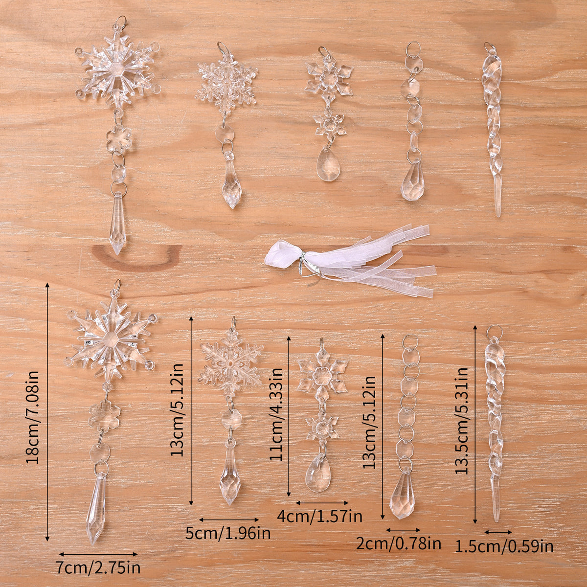 10pcs Christmas Tree Hanging Pendants Acrylic Ice Strip Snow Ceiling Xmas Ornaments New Year Christmas Decoration Home Decor - Rokkaku 18 online shop