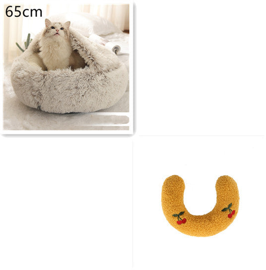2 In 1 Dog And Cat Bed Pet Winter Bed Round Plush Warm Bed House Soft Long Plush Pets Bed Pet Products - Rokkaku 18 online shop