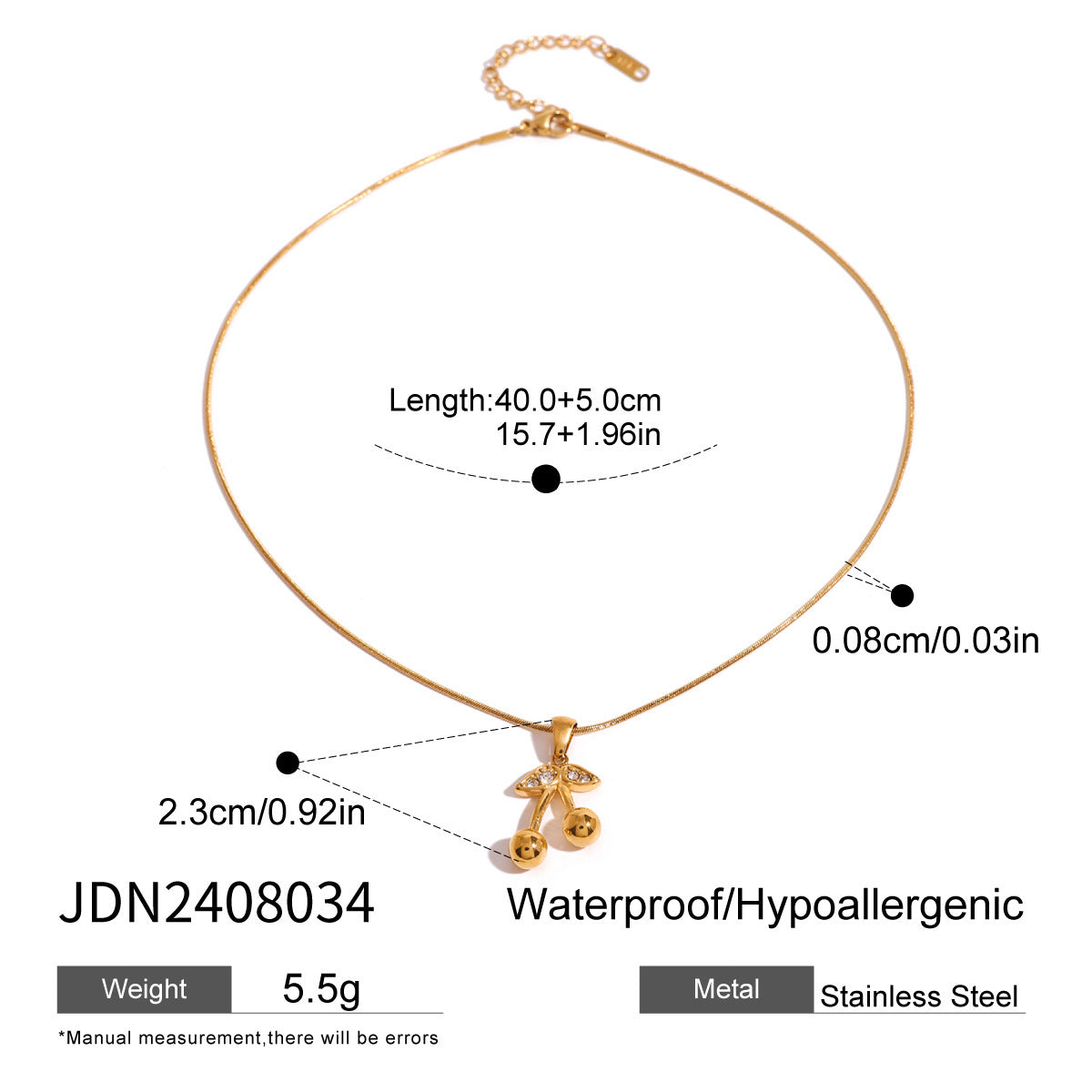 Stainless Steel Cherry Necklace Cute Earrings Ornament Women - Rokkaku 18 online shop