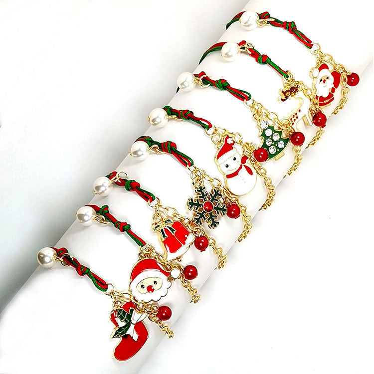 New Christmas Snowman Santa Claus Tree Snowflake Elk Bracelet Christmas Gift Charm Bracelet Chain Pendant For Women New Year Fashion Gift - Rokkaku 18 online shop