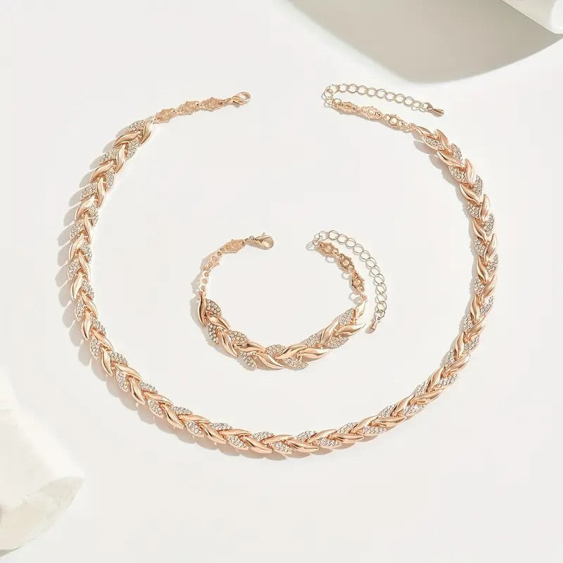 Women's Personality Affordable Luxury Willow Leaf Diamond Bracelet Necklace - Rokkaku 18 online shop