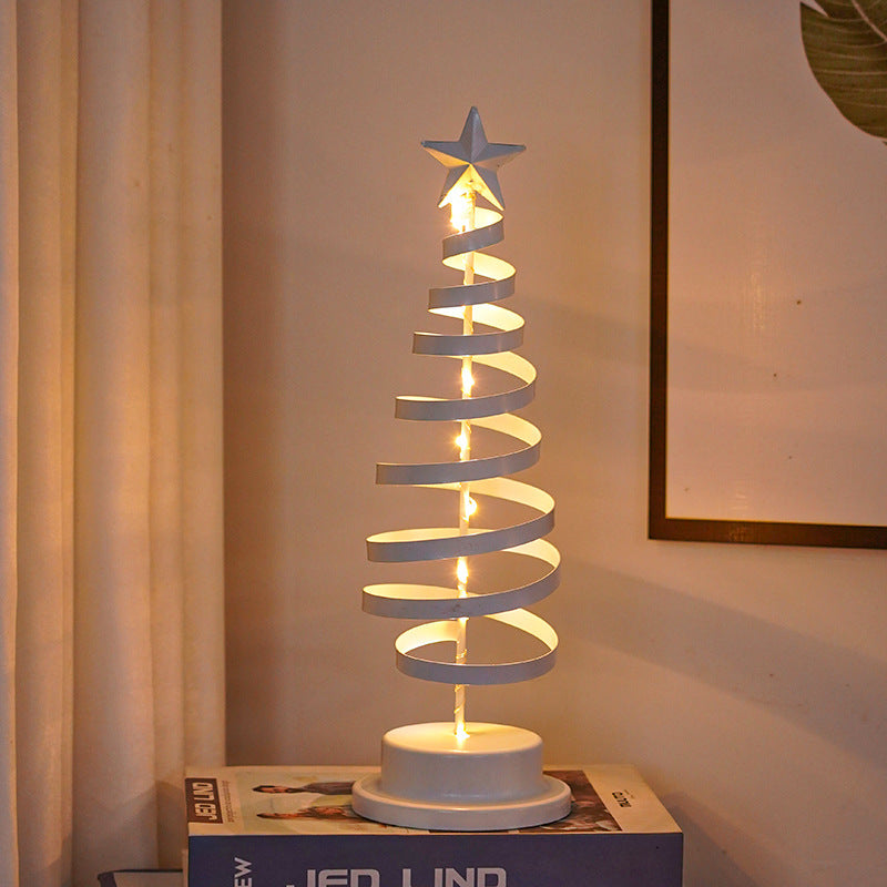 LED Christmas Tree Spiral Light Table Ornament Wrought Iron Xmas Tree Bedroom Desk Lamp Christmas Atmosphere Night Light Decor - Rokkaku 18 online shop