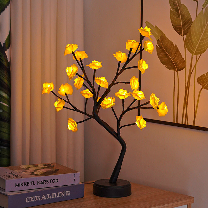 Table Lamp Flower Tree Rose Lamps Fairy Desk Night Lights USB Operated Gifts For Wedding Valentine Christmas Decoration - Rokkaku 18 online shop