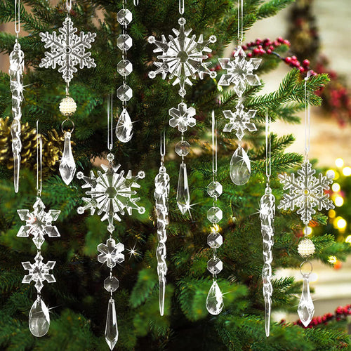 10pcs Christmas Tree Hanging Pendants Acrylic Ice Strip Snow Ceiling Xmas Ornaments New Year Christmas Decoration Home Decor - Rokkaku 18 online shop