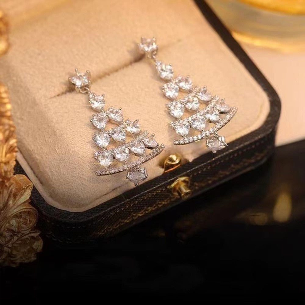 Women's High-quality Silver Needle Christmas Tree Earrings - Rokkaku 18 online shop