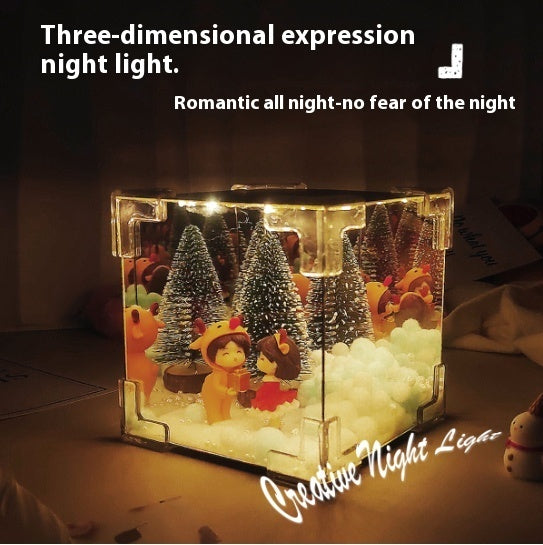 Christmas DIY Decorations Mirror And LED Cube Lamp 3D Santa Claus Snowman Tree Christmas Lights DIY Material Kit For Xmas Decor - Rokkaku 18 online shop