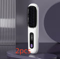 2 In 1 Straight Hair Comb Wireless Hair Straightener Brush Hair Fast Heating Portable Hot Curler USB Charging - Rokkaku 18 online shop