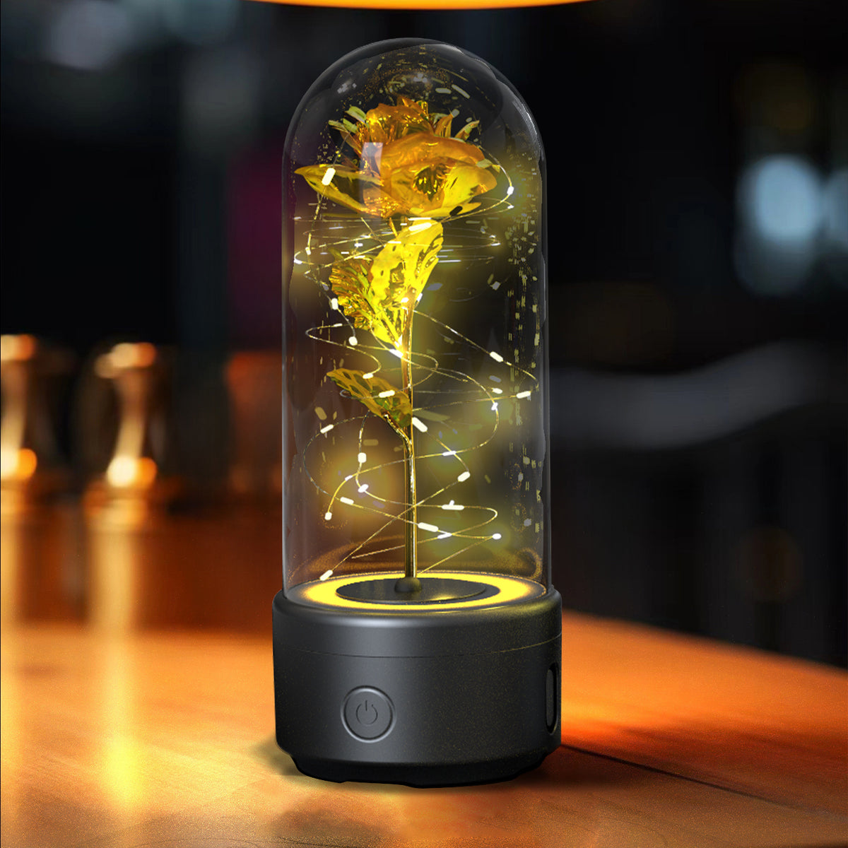 Creative 2 In 1 Rose Flowers LED Light And Bluetooth-compatible Speaker Valentine's Day Gift Rose Luminous Night Light Ornament In Glass Cover - Rokkaku 18 online shop