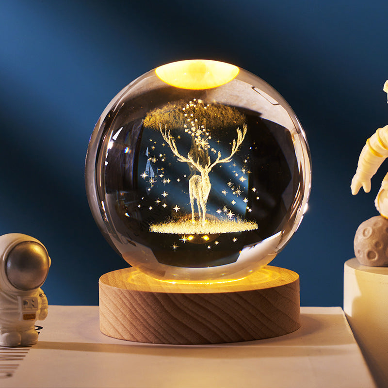 Luminous Starry Sky And Planets Moon Moon Crystal Ball Small Night Lamp Projection Ambience Light Creative Gift New Strange Gift - Rokkaku 18 online shop