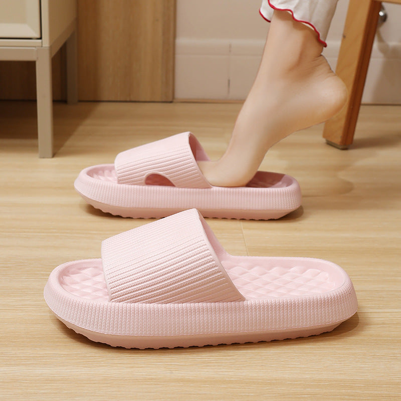 Summer EVA Slippers Solid Color Rhombus Stripe Anti-slip Slippers New Women's Home Shoes - Rokkaku 18 online shop