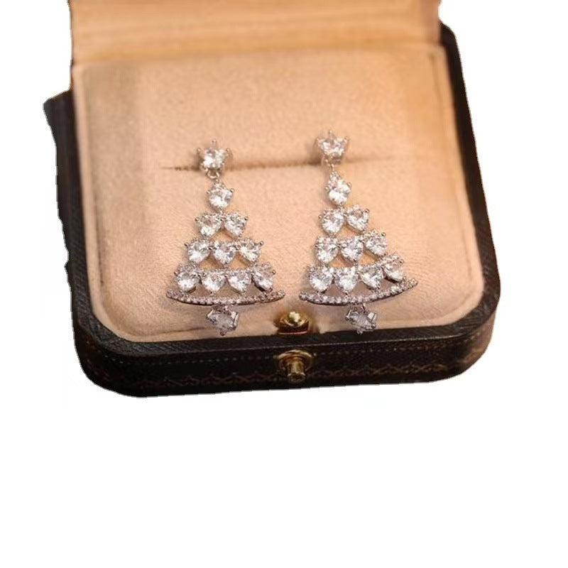 Women's High-quality Silver Needle Christmas Tree Earrings - Rokkaku 18 online shop