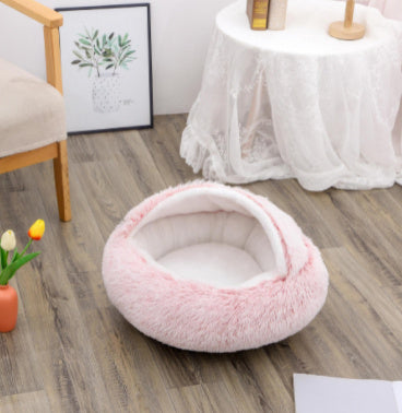 2 In 1 Dog And Cat Bed Pet Winter Bed Round Plush Warm Bed House Soft Long Plush Pets Bed Pet Products - Rokkaku 18 online shop