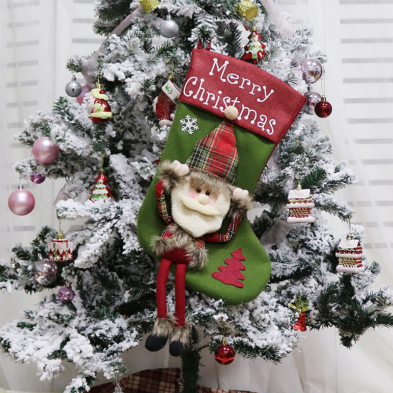 New Year Xmas Big Stockings Set Decorations Christmas 3D Plush Big Sock Christmas Tree Pendant Decorating Supplies - Rokkaku 18 online shop