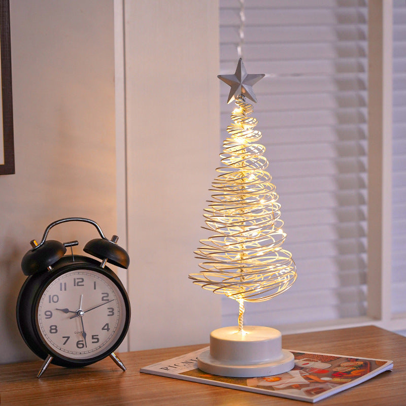 LED Christmas Tree Spiral Light Table Ornament Wrought Iron Xmas Tree Bedroom Desk Lamp Christmas Atmosphere Night Light Decor - Rokkaku 18 online shop