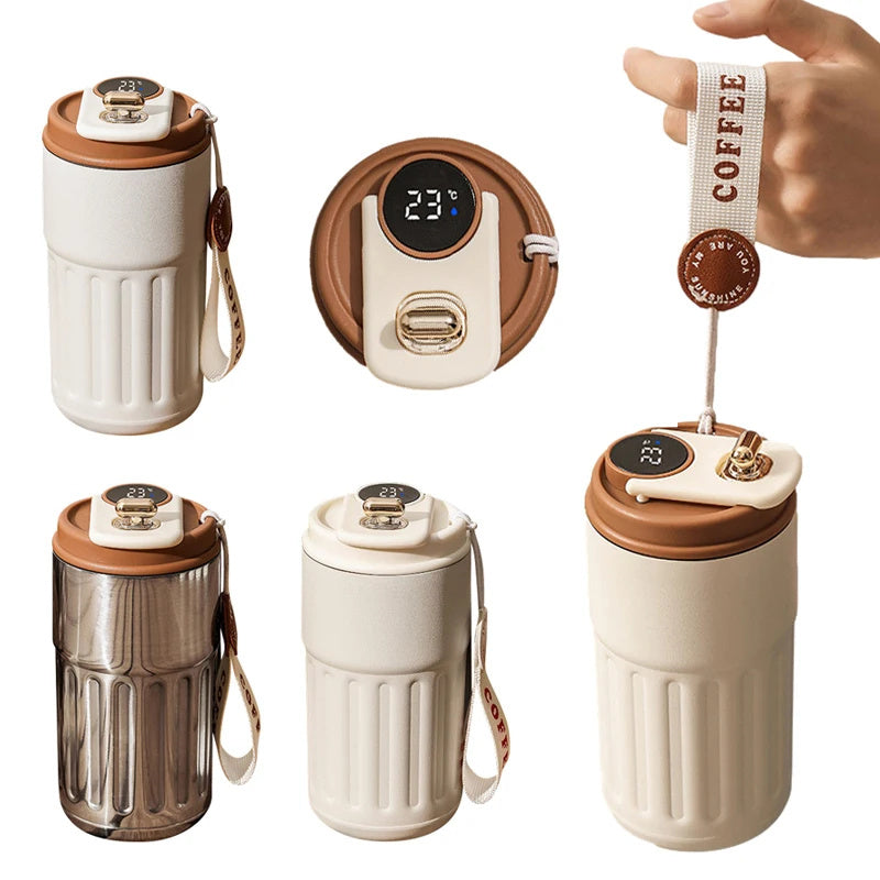 Smart Digital Thermal Bottle Portable Coffee Mug Stainless Steel Water Bottle In-Car Insulated Cup Keep Cold Vacuum Flasks 450ml - Rokkaku 18 online shop