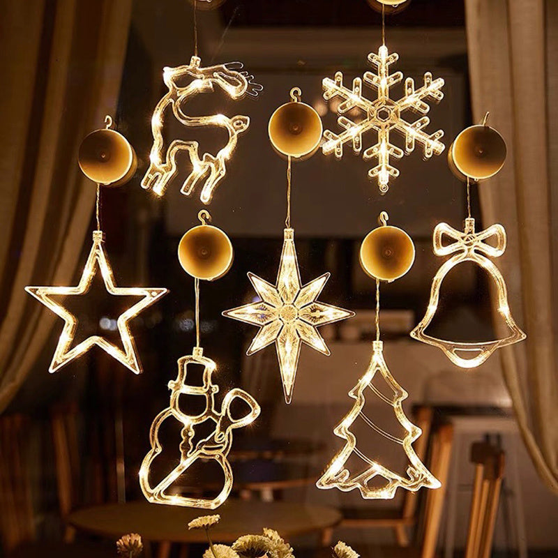 Christmas LED Suction Cup Chandelier Santa Claus Elk Snowman Lights Holiday Party Window Decor Lamps Battery Powered - Rokkaku 18 online shop