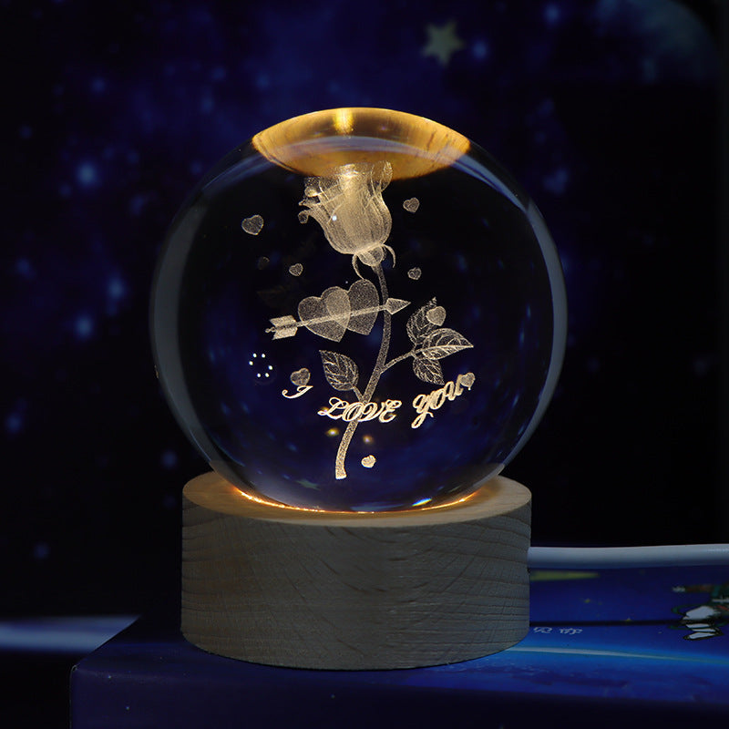 Luminous Starry Sky And Planets Moon Moon Crystal Ball Small Night Lamp Projection Ambience Light Creative Gift New Strange Gift - Rokkaku 18 online shop