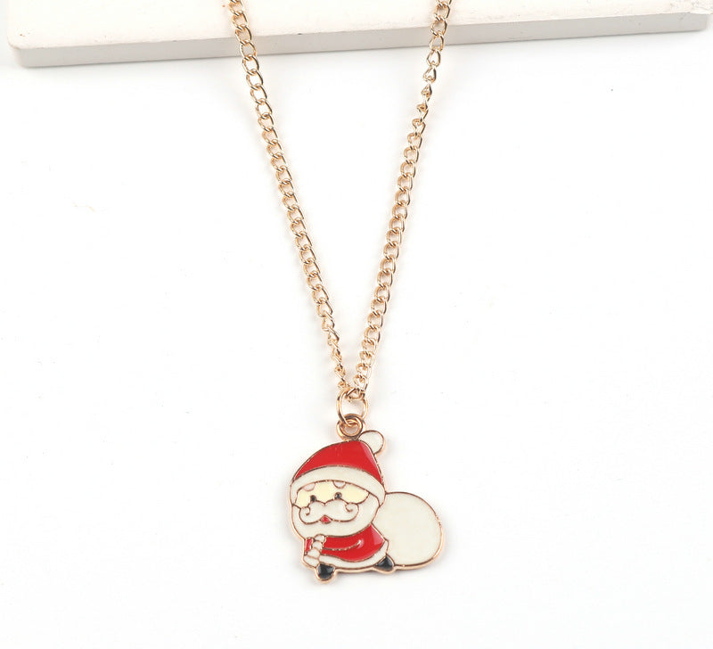 Christmas Necklace Cute Cartoon Santa Claus Snowman Elk Pendant Necklace Xmas New Year Festival Ear Jewelry Gifts - Rokkaku 18 online shop